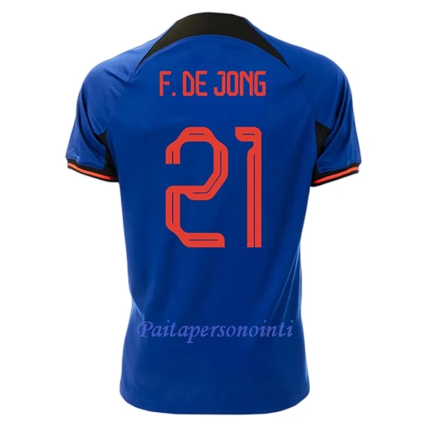 Hollanti Frenkie de Jong 21 Virallinen Vieraspelipaita Miehet MM-kisat 2022