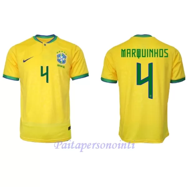 Brasilia Marquinhos 4 Virallinen Kotipelipaita Miehet MM-kisat 2022