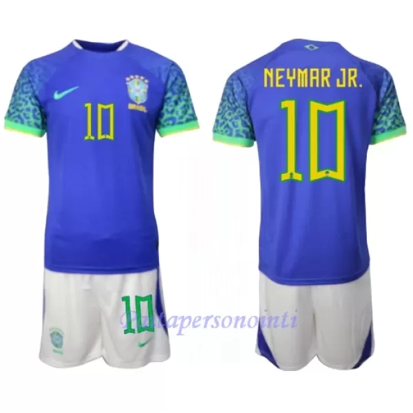 Brasilia Neymar Jr 10 Virallinen Vieraspelipaita Lapset MM-kisat 2022