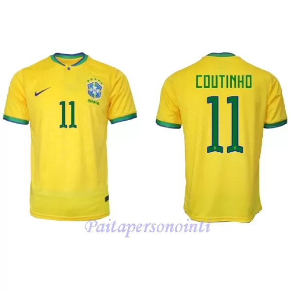 Brasilia Philippe Coutinho 11 Virallinen Kotipelipaita Miehet MM-kisat 2022