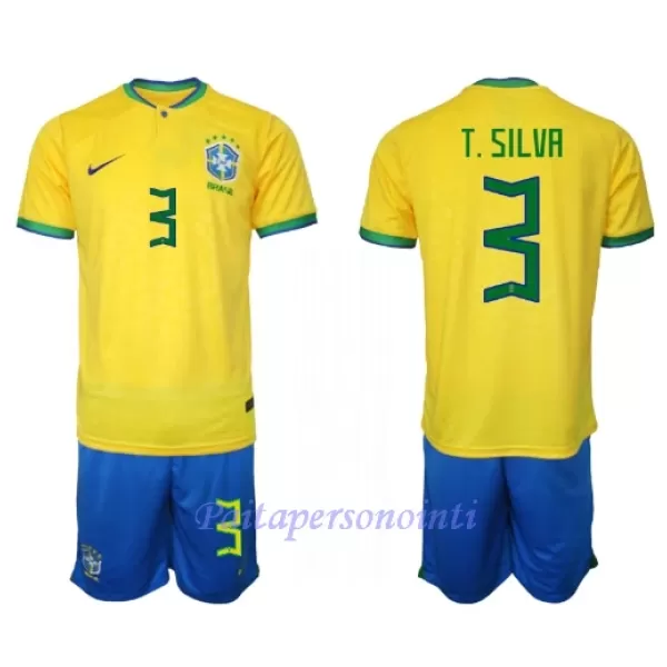 Brasilia Thiago Silva 3 Virallinen Kotipelipaita Lapset MM-kisat 2022