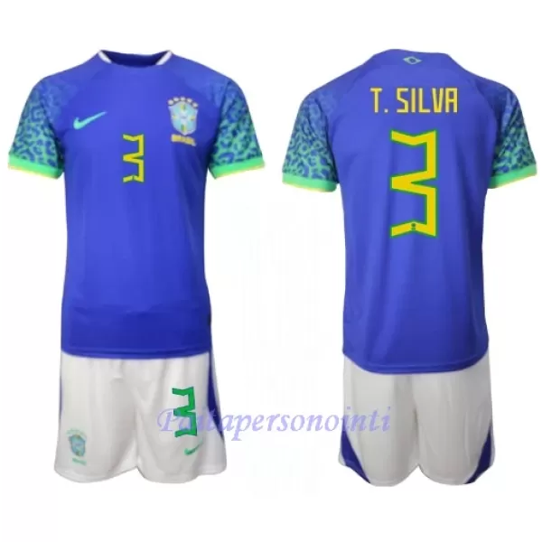 Brasilia Thiago Silva 3 Virallinen Vieraspelipaita Lapset MM-kisat 2022