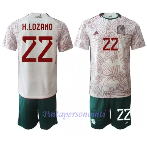 Meksiko Hirving Lozano 22 Virallinen Vieraspelipaita Lapset MM-kisat 2022