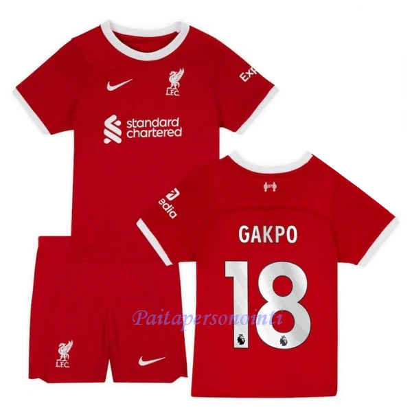 Liverpool Cody Gakpo 18 Virallinen Kotipelipaita Lapset 2023/24