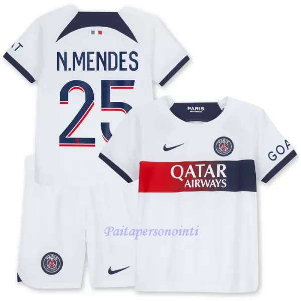 Paris Saint-Germain N.Mendes 25 Virallinen Vieraspelipaita Lapset 2023/24