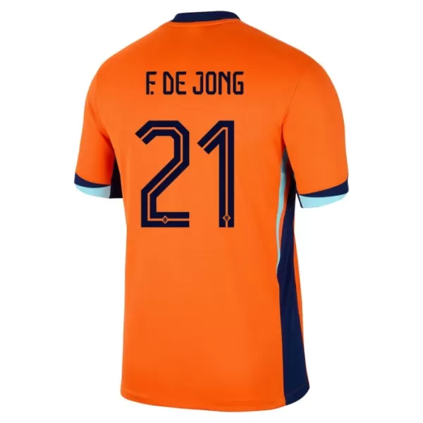 Hollanti Frenkie de Jong 21 Virallinen Kotipelipaita Miehet Euro 2024